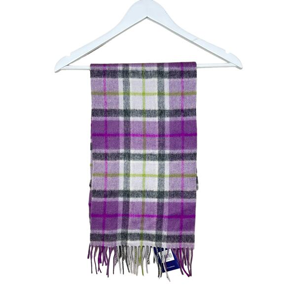 Ballantrae Edinburgh Lambswool Purple Plaid Scarf NWT 64 X 9.75 - Picture 4 of 7